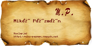 Mikó Pázmán névjegykártya
